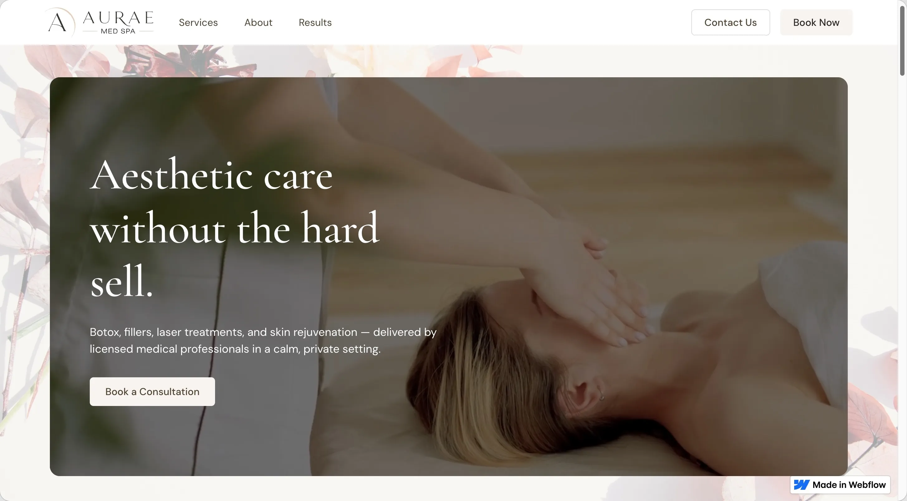 Aurae Med Spa website screenshot